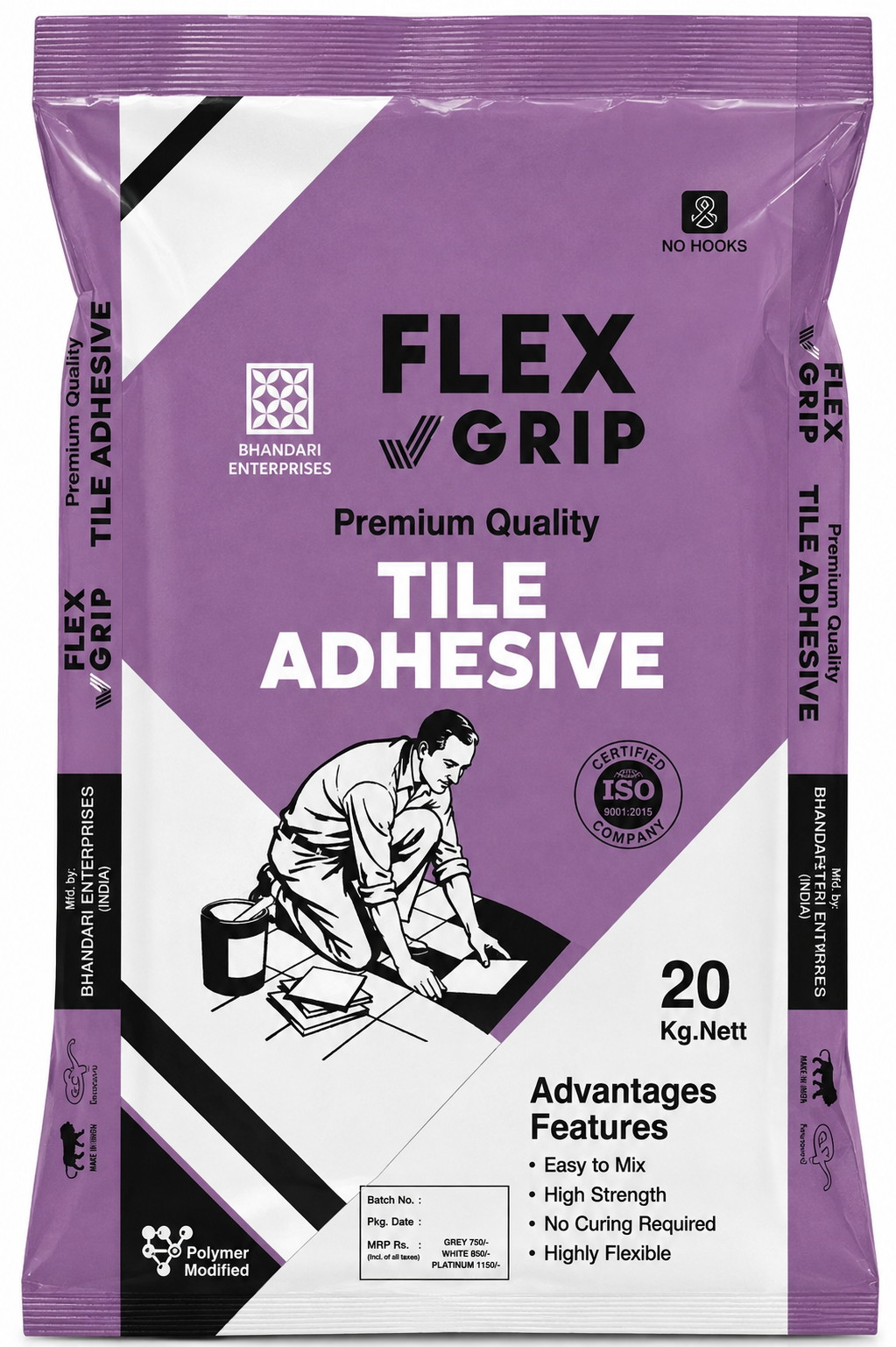 Flex Grip premium quality tile adhesive 20 kg purple pack