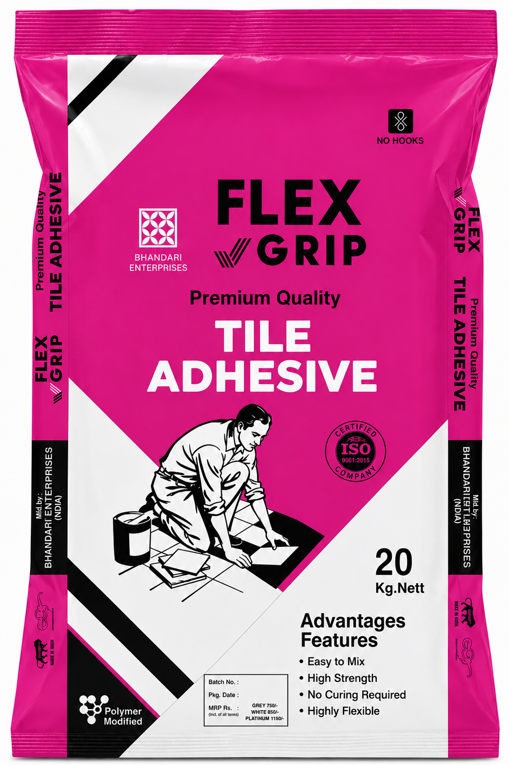 Flex Grip premium quality tile adhesive 20 kg pink pack